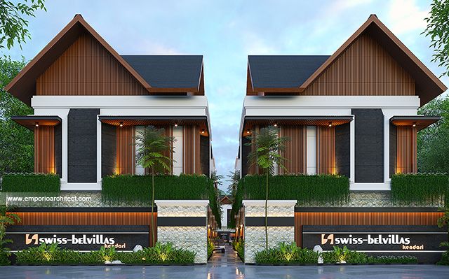 Desain Swiss Bell Villa Modern 2 Lantai Bapak IVK 2099 di  Kendari