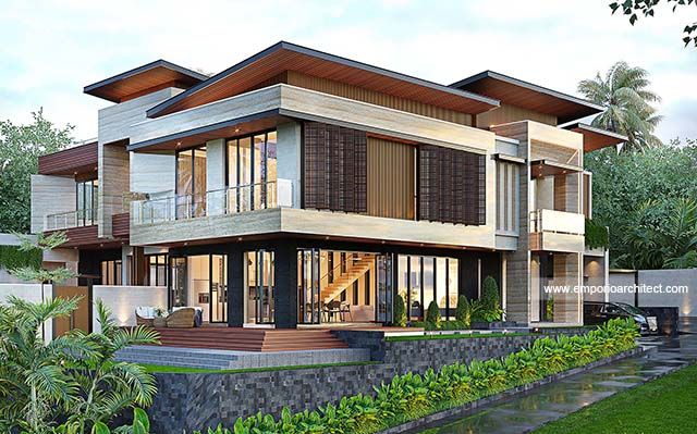 Desain Villa Depan Modern 2 Lantai Bapak RD 1762 di  Bali