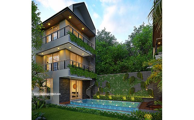 Desain Villa Modern Minimalis 3 Lantai Ibu PTI 1893 di  Tabanan, Bali