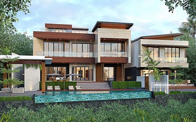 Desain Villa Belakang Modern 4 Lantai Bapak RD 1763 di  Bali