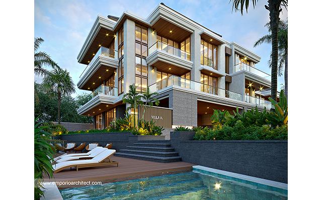 Desain Villa Style Villa Bali Modern 3 Lantai Bapak HDR 1476 Type A di  Gianyar, Bali