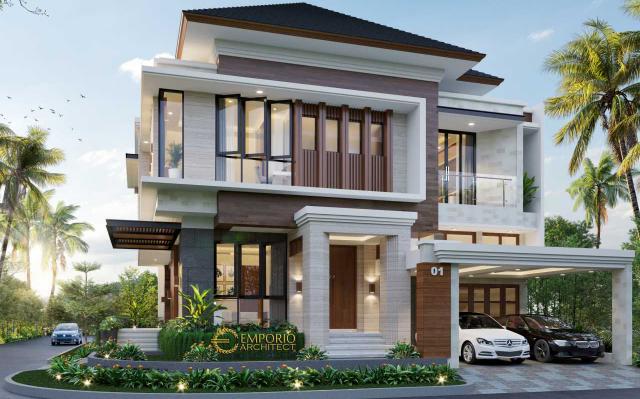 Desain Rumah Hook Modern 2.5 Lantai Bapak ARF di  Cibubur, Jakarta Timur