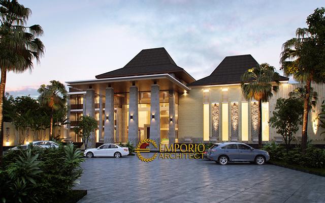 Desain Hotel Arlindo Style Villa Bali 4 Lantai di  Puncak Bogor