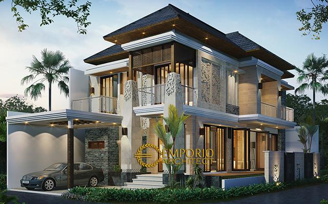 Desain Rumah Hook Villa Bali 2 Lantai Ibu Siska di  Cibubur, Jakarta