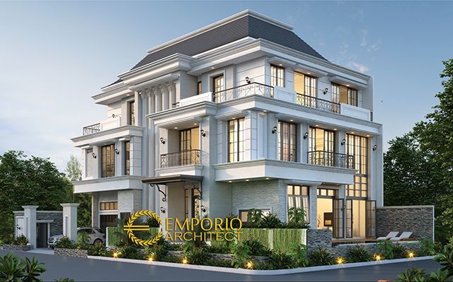 Desain Rumah Hook Classic 3 Lantai Bapak Liu di  Jakarta Barat