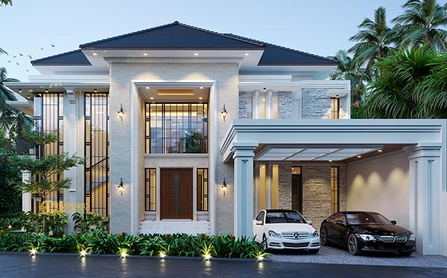 Desain Rumah Hook Classic Tropis 2 Lantai Ibu Indah di  Jakarta