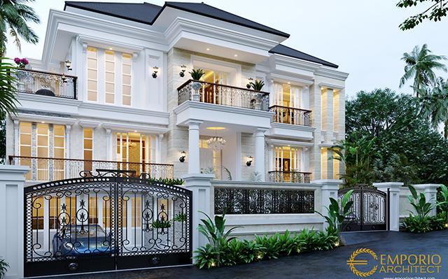 Desain Rumah Classic 3 Lantai Bapak Christ di  Malang