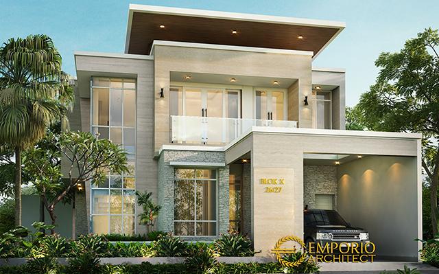 Desain Rumah Modern Tropis 2 Lantai Bapak Okov di  Palembang