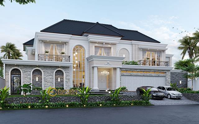 Desain Rumah Classic 2 Lantai Ibu Endah di  Palembang