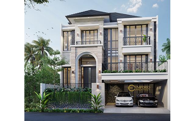 Desain Rumah Mediteran Modern 2.5 Lantai Ibu Wulansari di  Tangerang, Banten