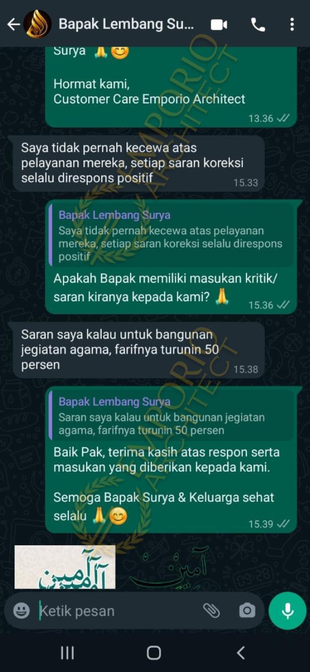 Testimonial Desain Pondok Pesantren Mediteran 2 Lantai Bapak SRY 1471