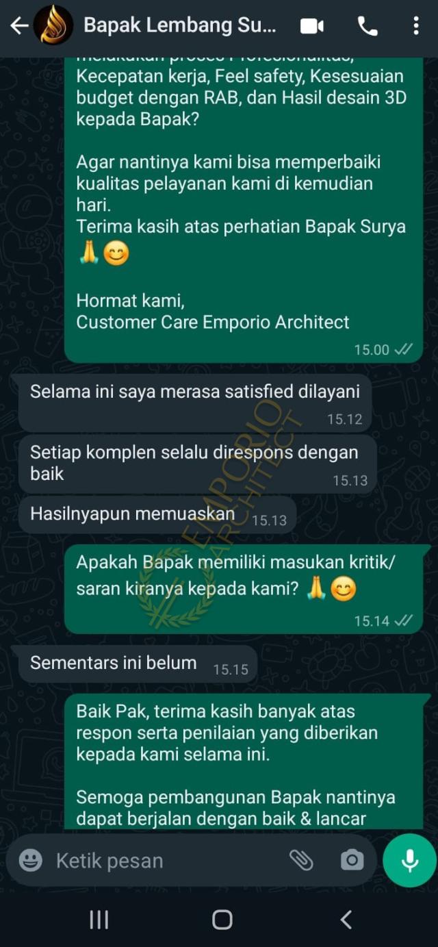 Testimonial Desain Pondok Pesantren Mediteran 2 Lantai Bapak SRY 1471 di  Lembang, Bandung