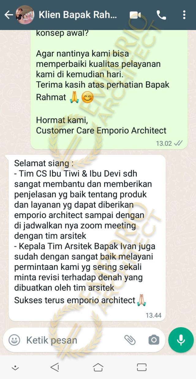 Testimonial Desain Rumah American Klasik 1 Lantai Bapak RHT 1376 di  Kalimantan Selatan