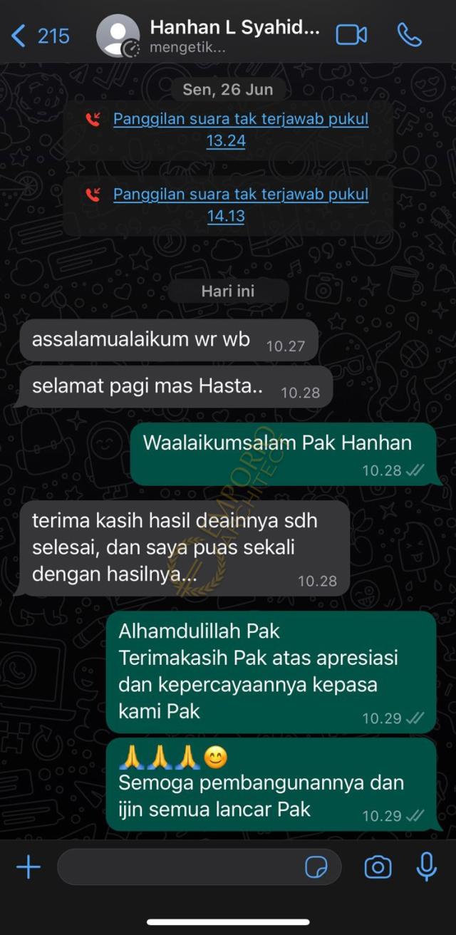 Testimonial Desain Rumah American Style 1 Lantai Bapak HHN 1735 di  Yogyakarta