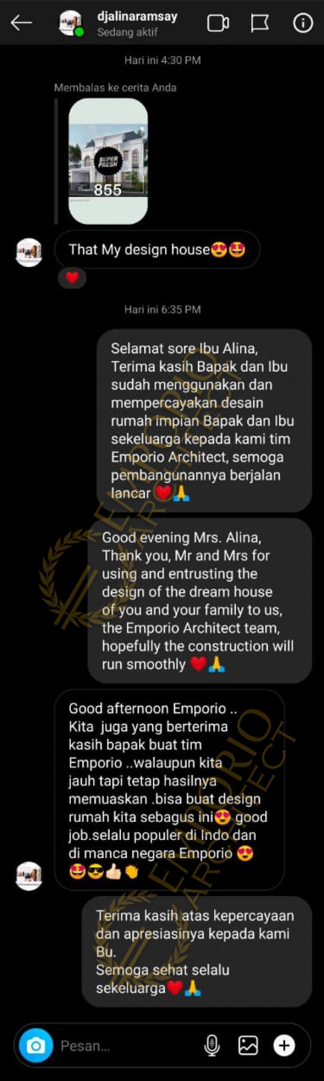 Testimonial Desain Rumah Classic 2 Lantai Ibu Alina di  Badung, Bali