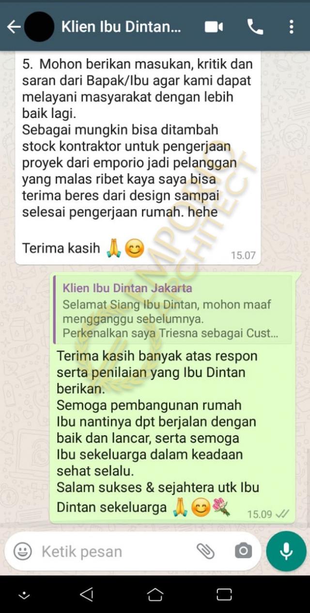 Testimonial Desain Rumah Classic 3 Lantai Ibu Dintan di  Jakarta Utara