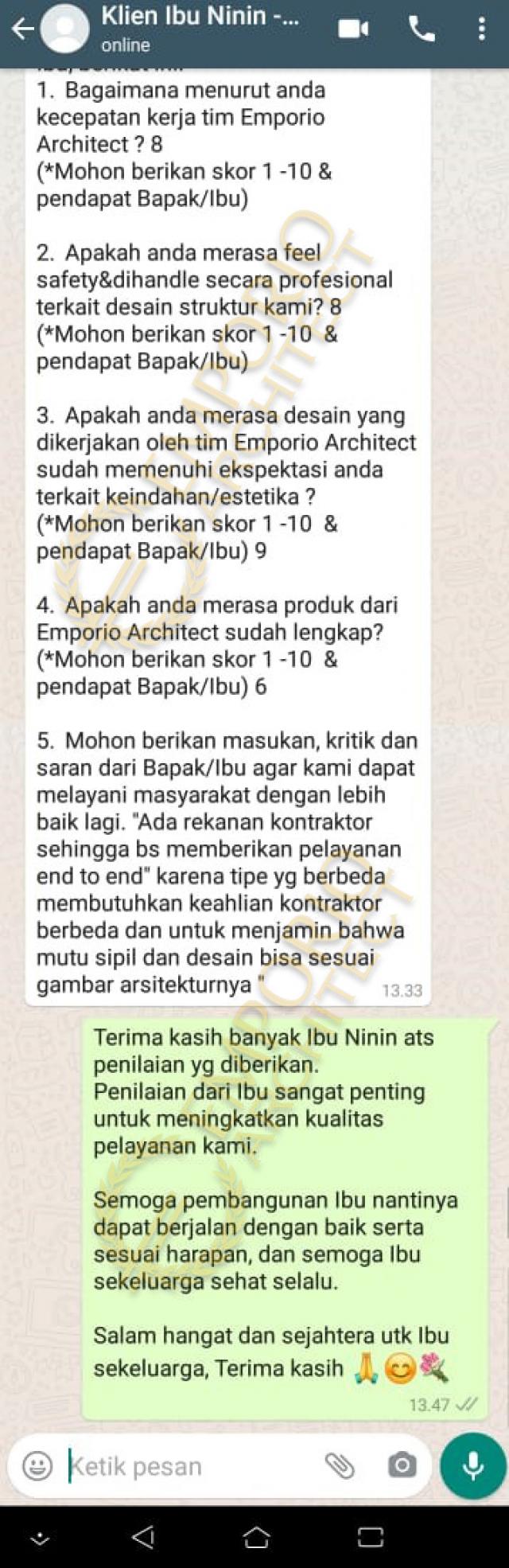 Testimonial Desain Rumah Classic 3 Lantai Ibu Ninin di  Tangerang Selatan, Banten