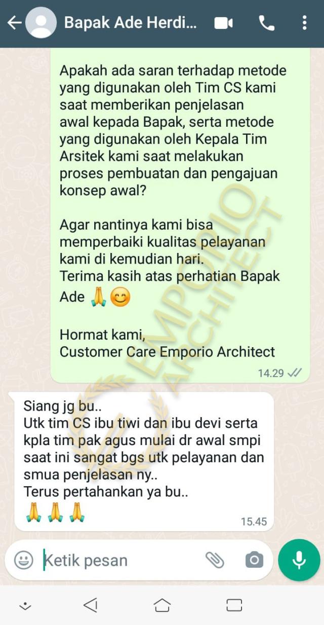 Testimonial Desain Rumah Klasik 1 Lantai Bapak AD 1440