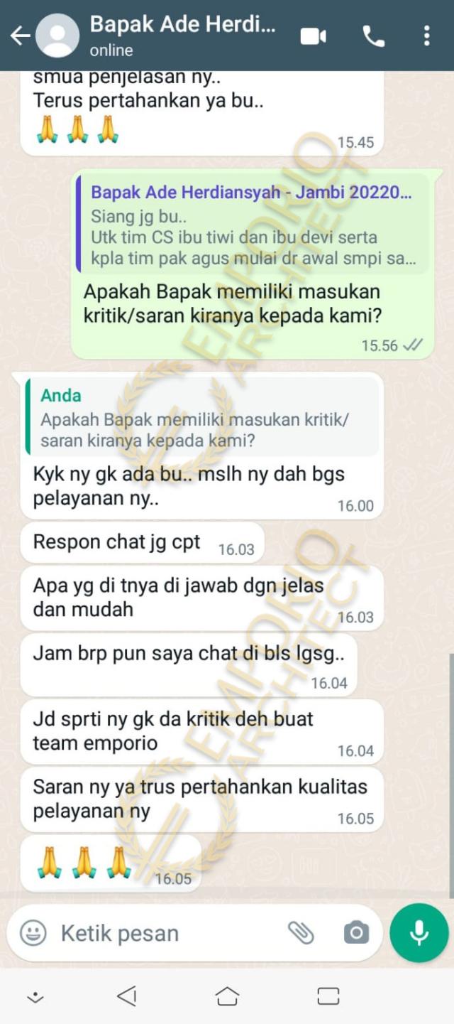 Testimonial Desain Rumah Klasik 1 Lantai Bapak AD 1440