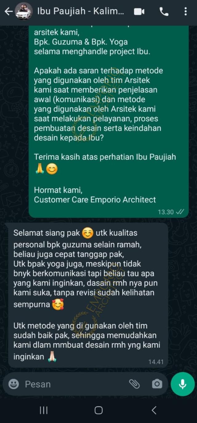 Testimonial Desain Rumah Klasik 1 Lantai Ibu PJH 1777