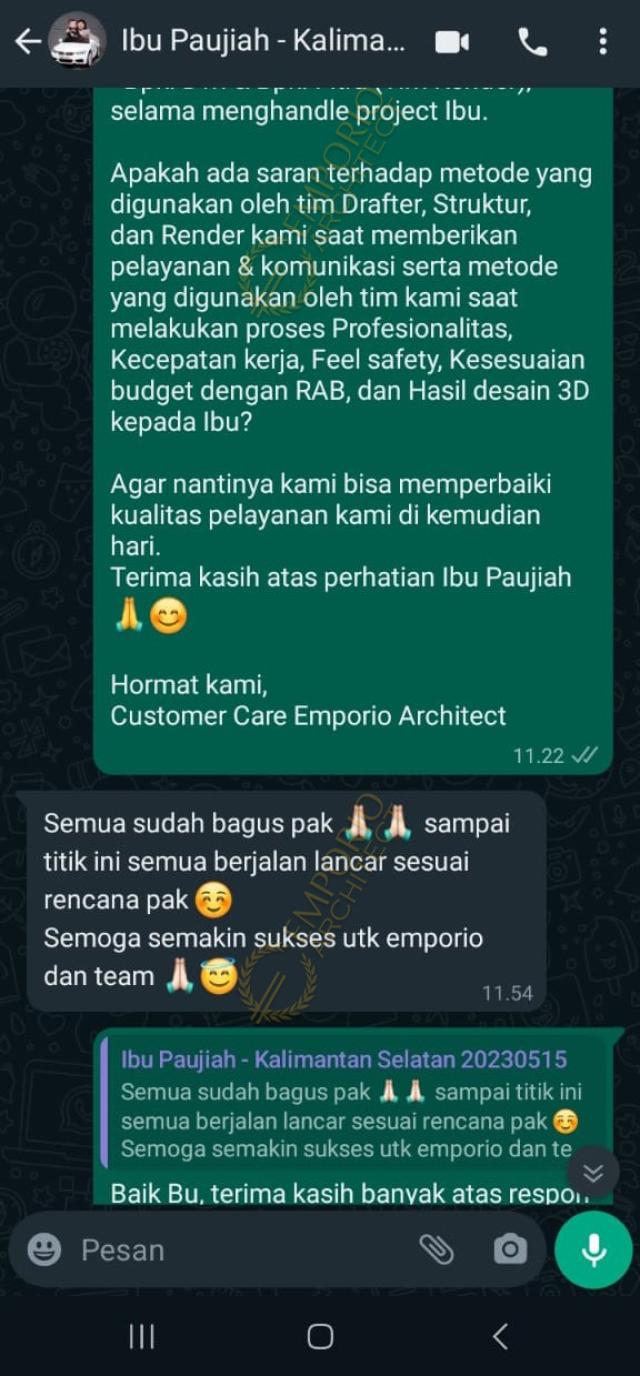 Testimonial Desain Rumah Klasik 1 Lantai Ibu PJH 1777