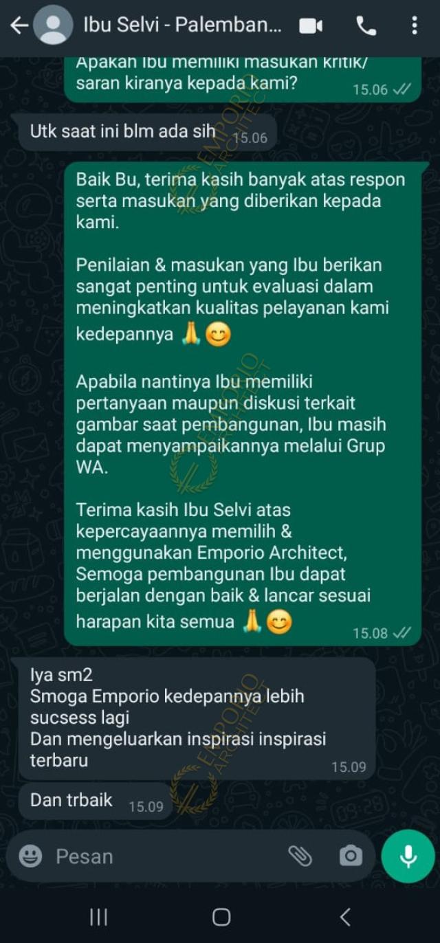 Testimonial Desain Rumah Klasik 1 Lantai Ibu SLV 1730