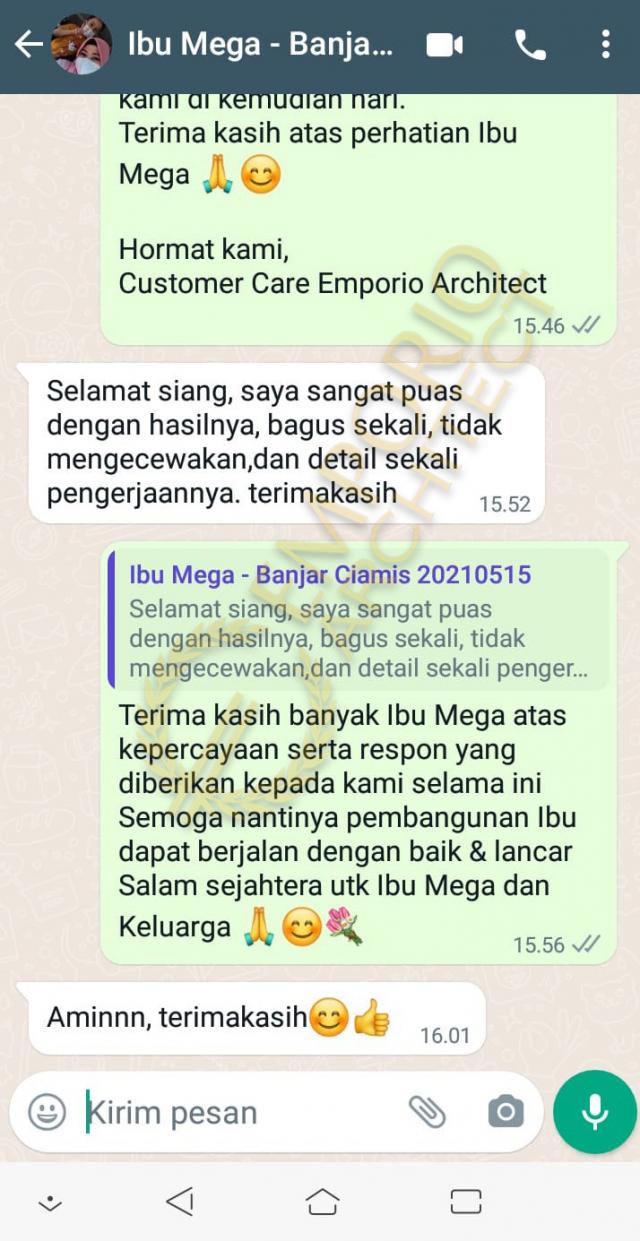 Testimonial Desain Rumah Klasik 2 Lantai Ibu Mega di  Banjar, Jawa Barat