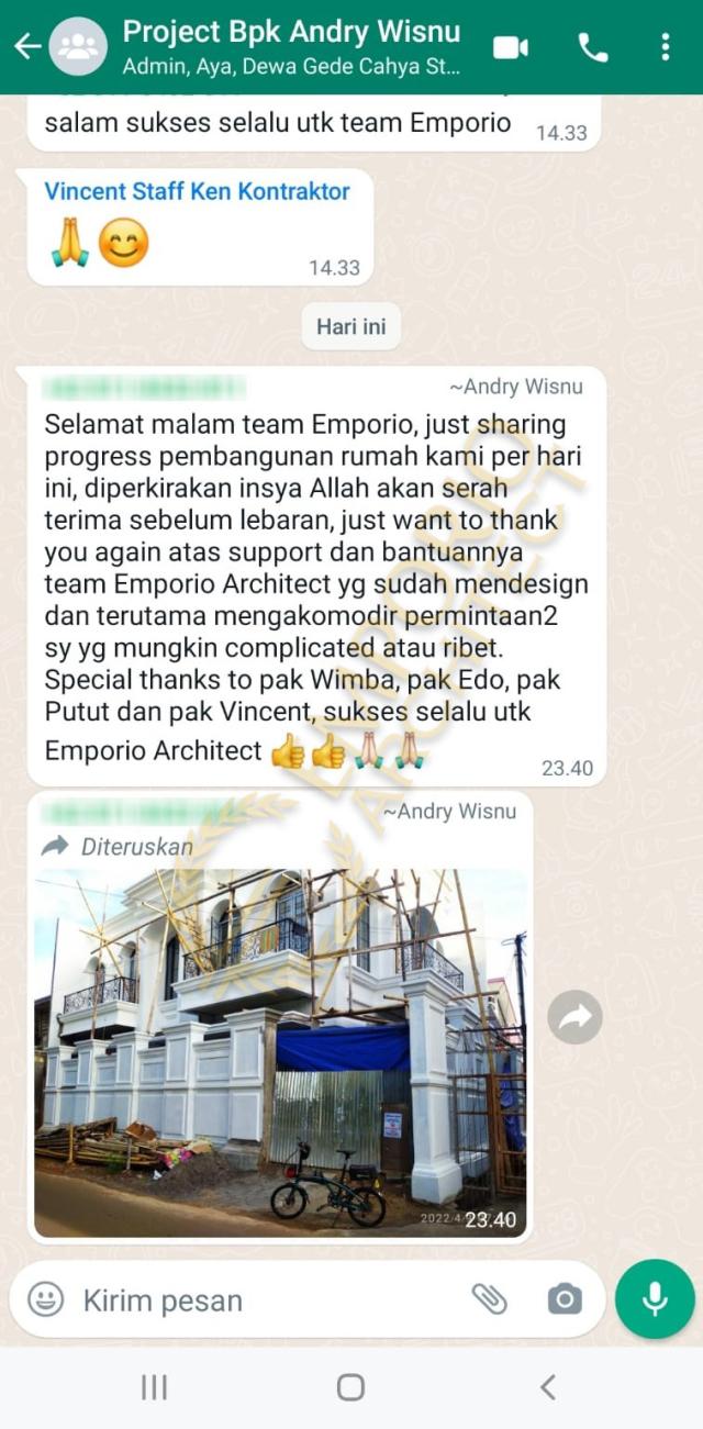 Testimonial Desain Rumah Klasik 2 Lantai Bapak Andry Wisnu di  Jakarta