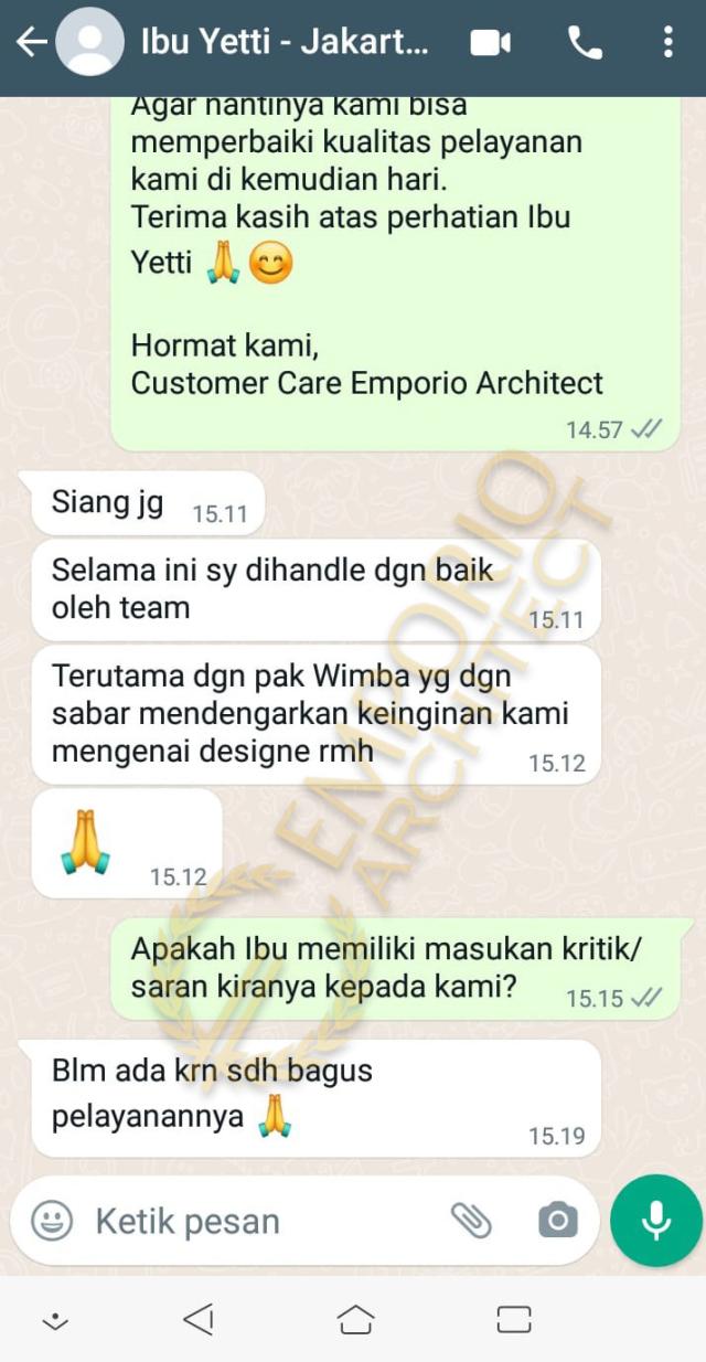 Testimonial Desain Rumah Klasik 2.5 Lantai Ibu IYT 1538