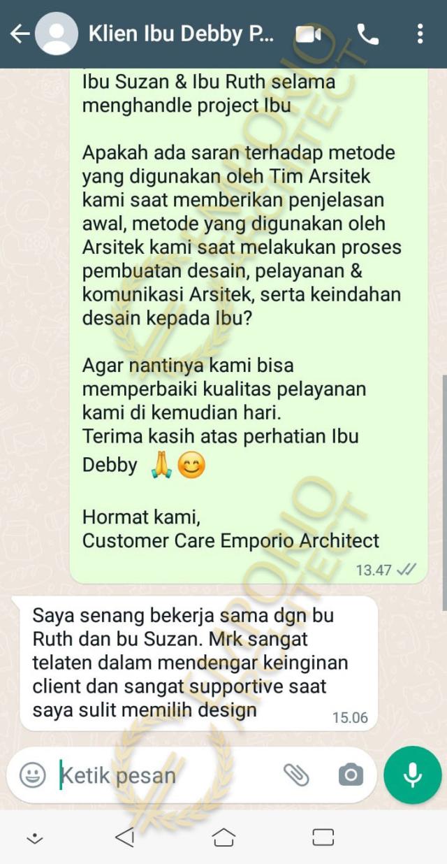 Testimonial Desain Rumah Klasik 2.5 Lantai Mrs. DBY 1355