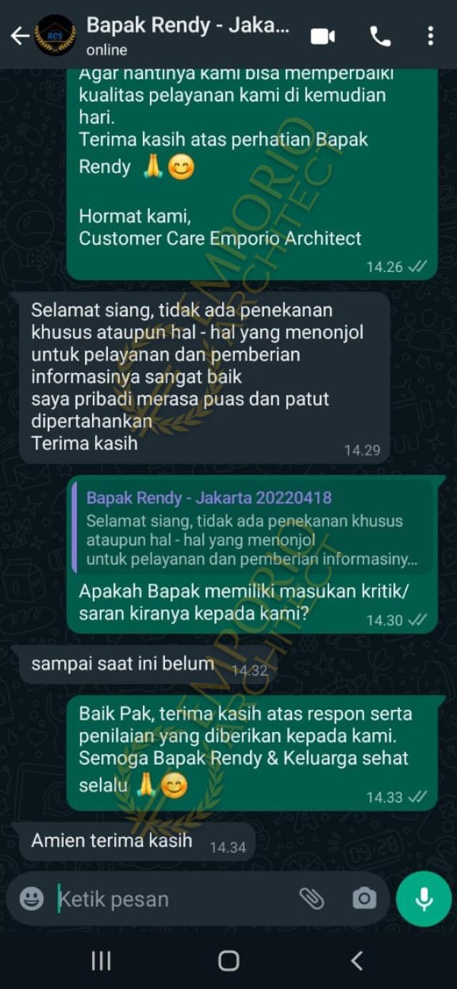 Testimonial Desain Rumah Klasik 3 Lantai Bapak RDY 1458