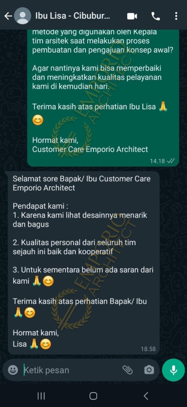 Testimonial Desain Rumah Klasik 3 Lantai Ibu LS 1700