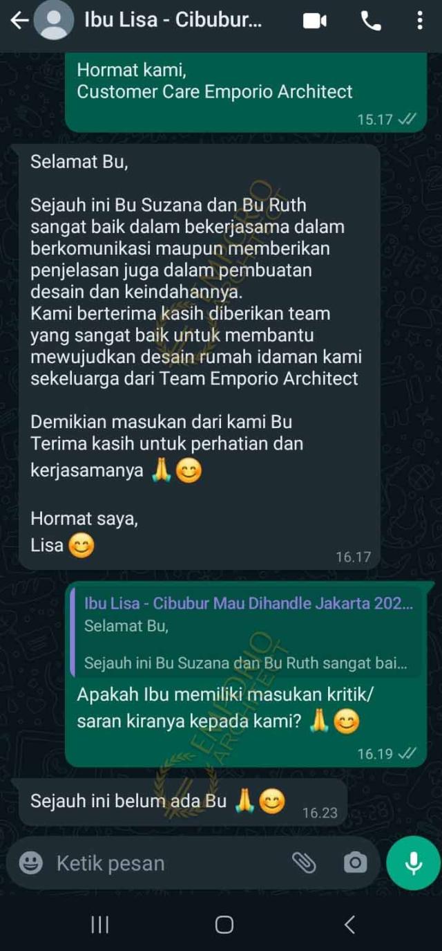 Testimonial Desain Rumah Klasik 3 Lantai Ibu LS 1700