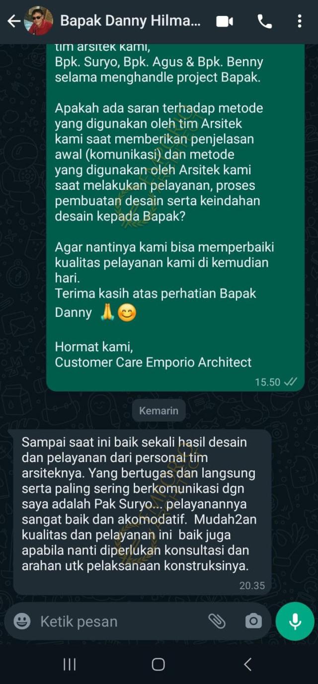 Testimonial Desain Rumah Klasik 3 Lantai Bapak DNN 1636 di  Bandung