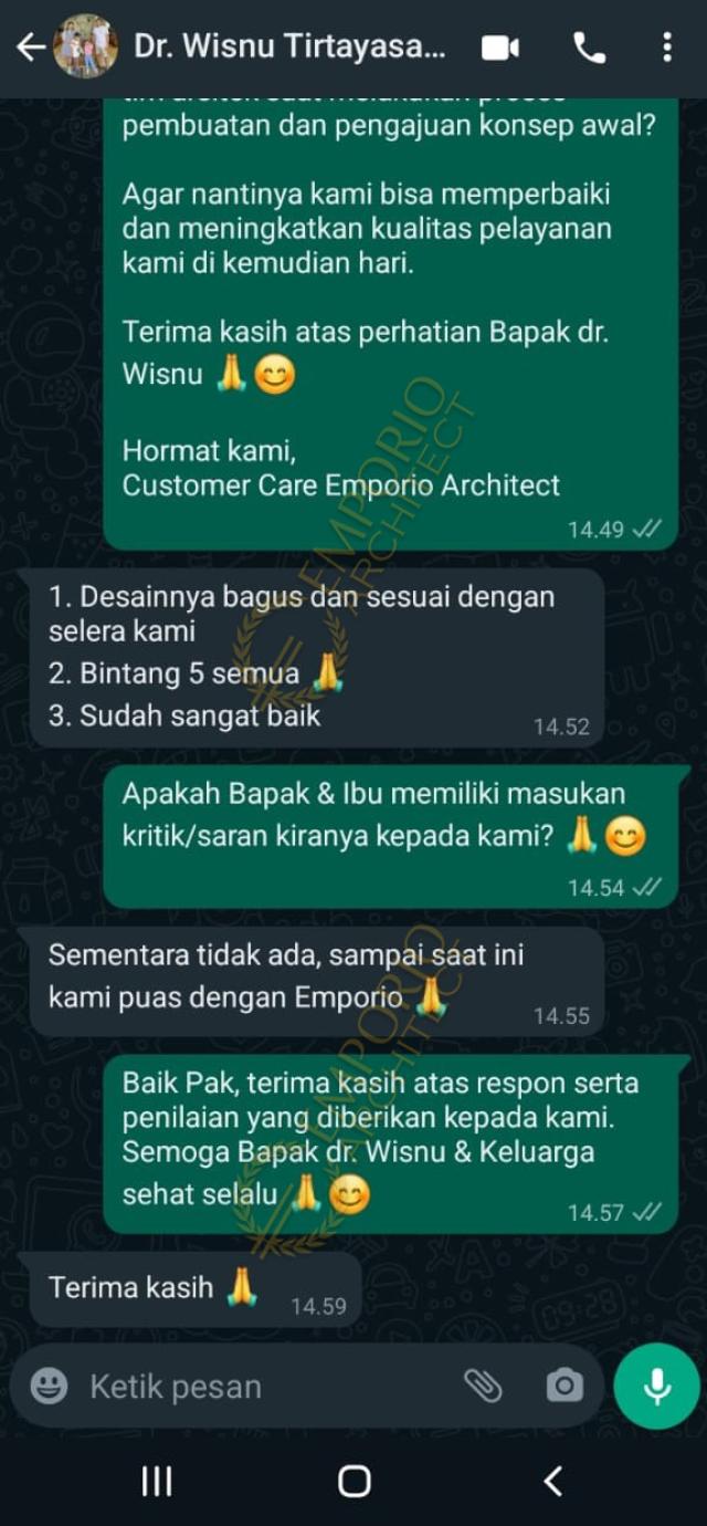 Testimonial Desain Rumah Klasik 3 Lantai Bapak dr. WSN 1597