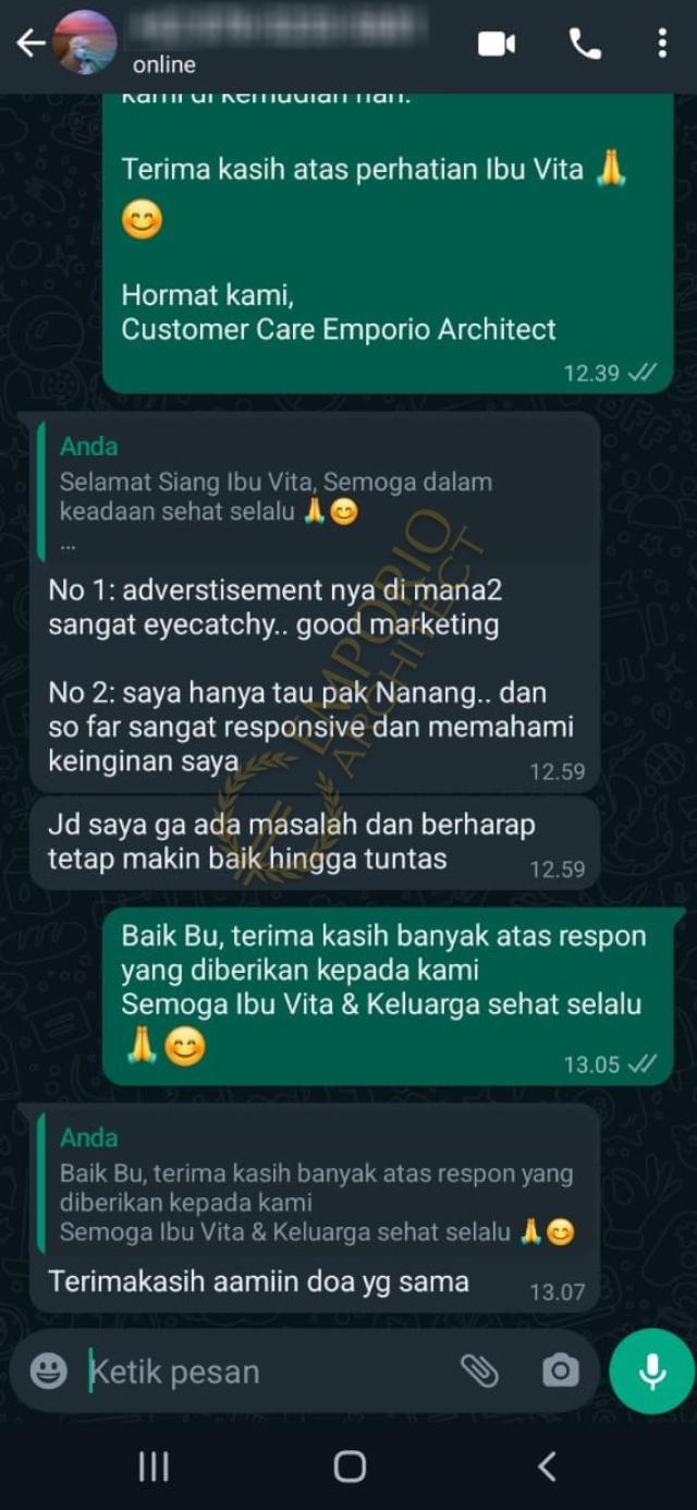 Testimonial Desain Rumah Klasik 3 Lantai Ibu VT 1656