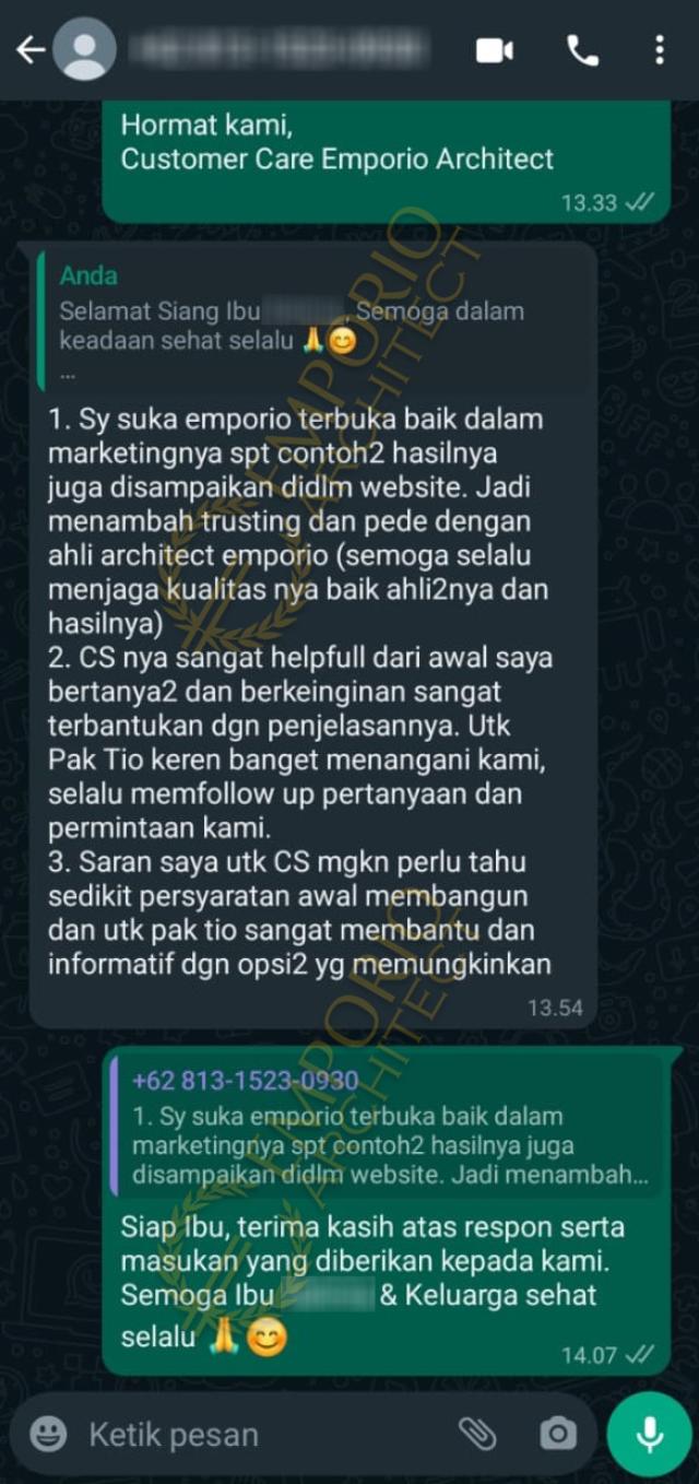 Testimonial Desain Rumah Klasik 3 Lantai Ibu RHM 1569 di  Pekanbaru, Riau