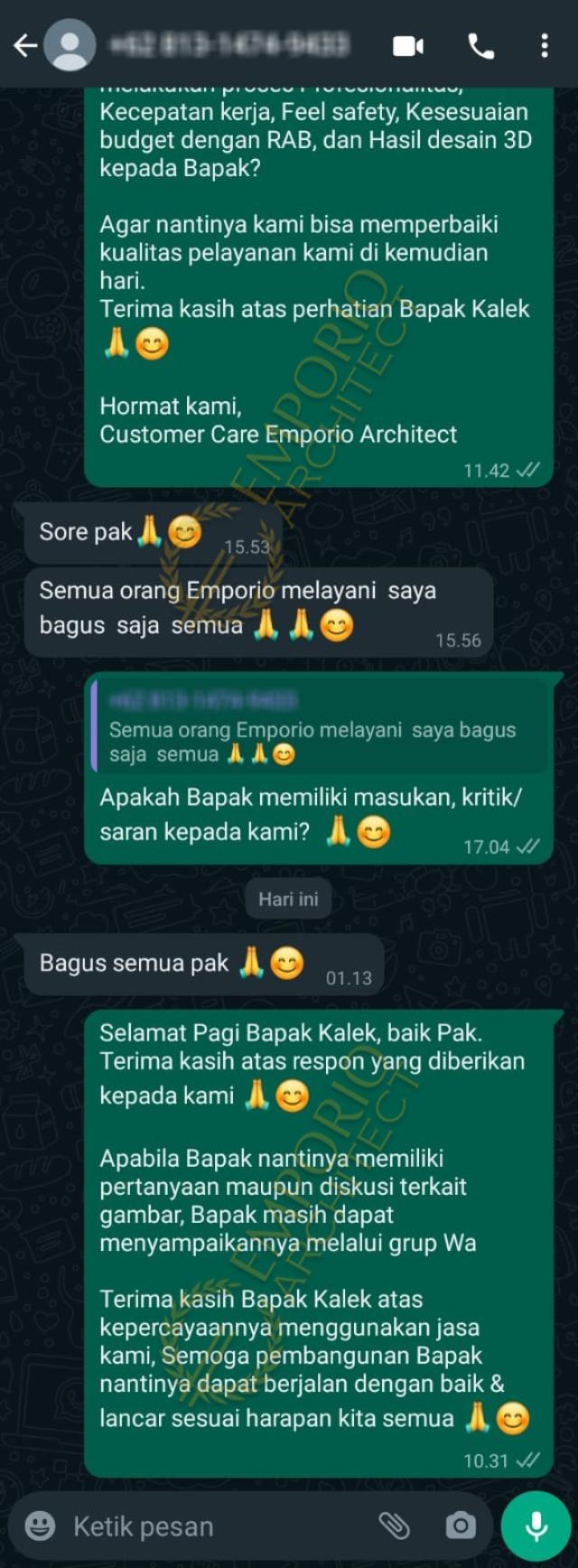 Testimonial Desain Rumah Mediteran Klasik 3 Lantai Bapak KLL 1493 di  Jakarta