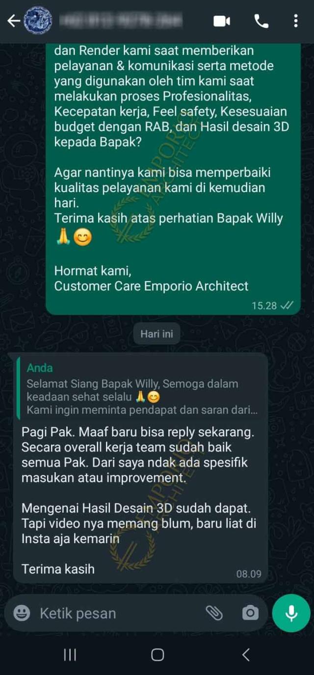 Testimonial Desain Rumah Klasik 3 Lantai Bapak WLL 1607