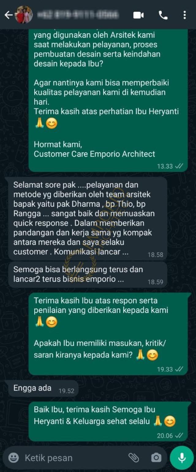 Testimonial Desain Rumah Mediteran Klasik 3 Lantai Ibu HYT 1601