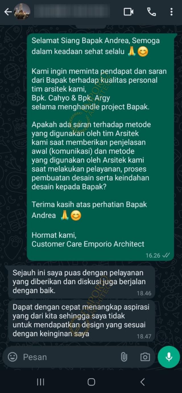 Testimonial Desain Rumah Klasik 4 Lantai Bapak ANR 1956 di  Sentul City, Bogor