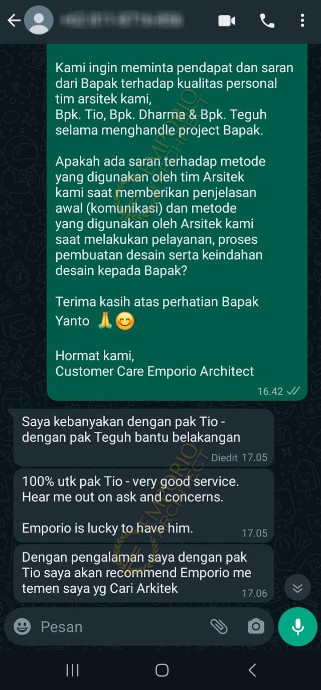 Testimonial Desain Rumah Mediteran 4 Lantai Bapak YNT 1868 di  Jakarta Barat