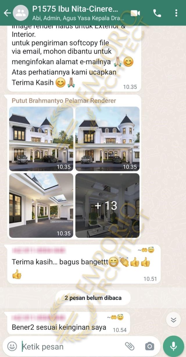 Testimonial Desain Rumah Klasik Eropa 2 Lantai Ibu NTA 1334 di  Cinere, Depok