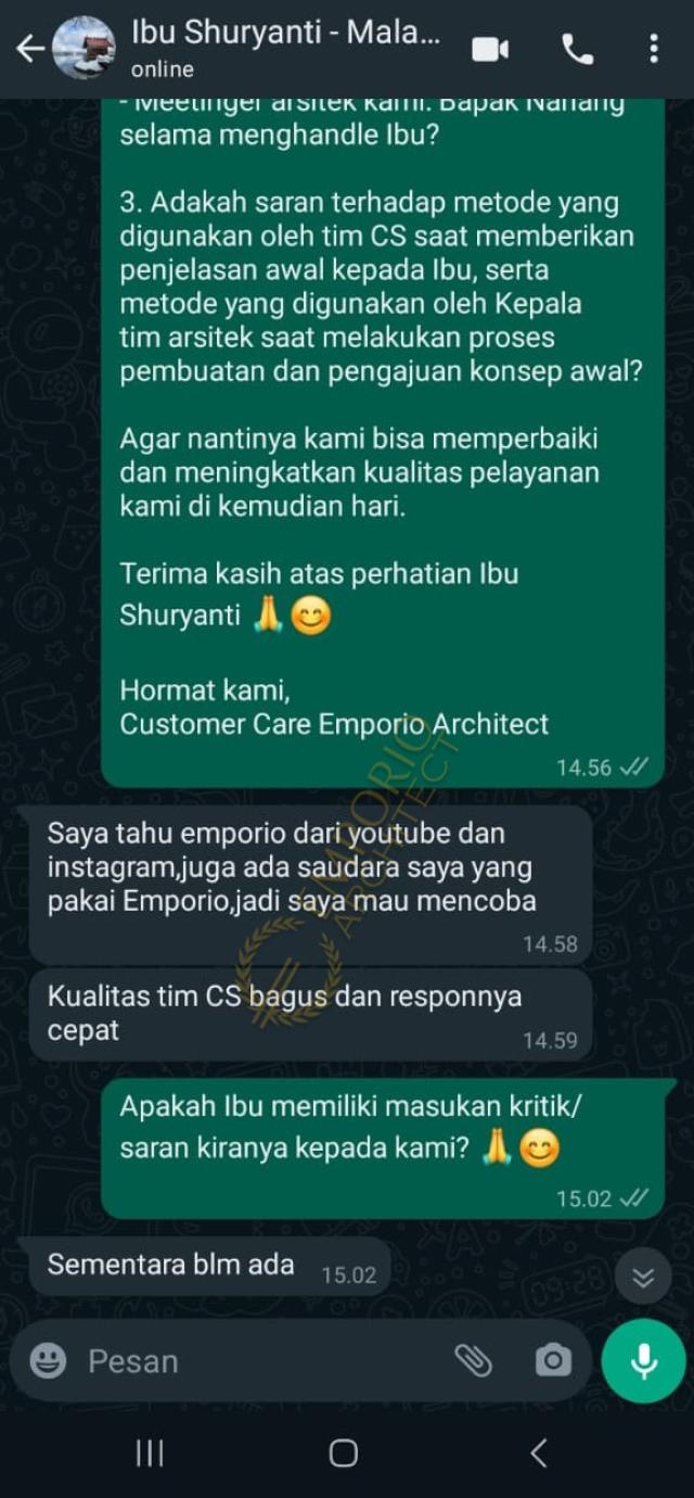 Testimonial Desain Rumah Mediteran Klasik 1 Lantai Ibu SYT 1827