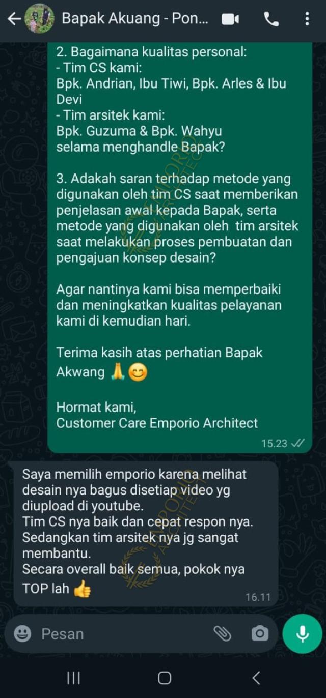 Testimonial Desain Rumah Mediteran Klasik 2 Lantai Bapak AKG 1924 di  Pontianak