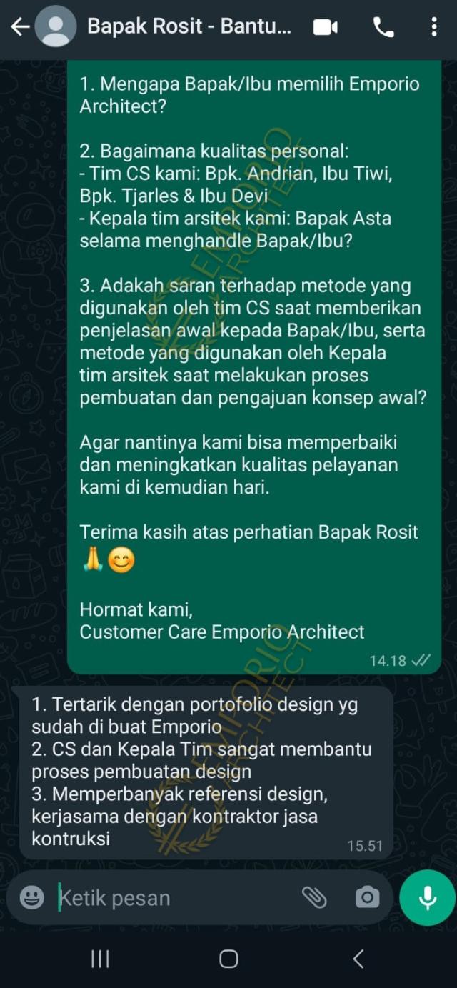 Testimonial Desain Rumah Modern 1 Lantai Bapak RST 1614