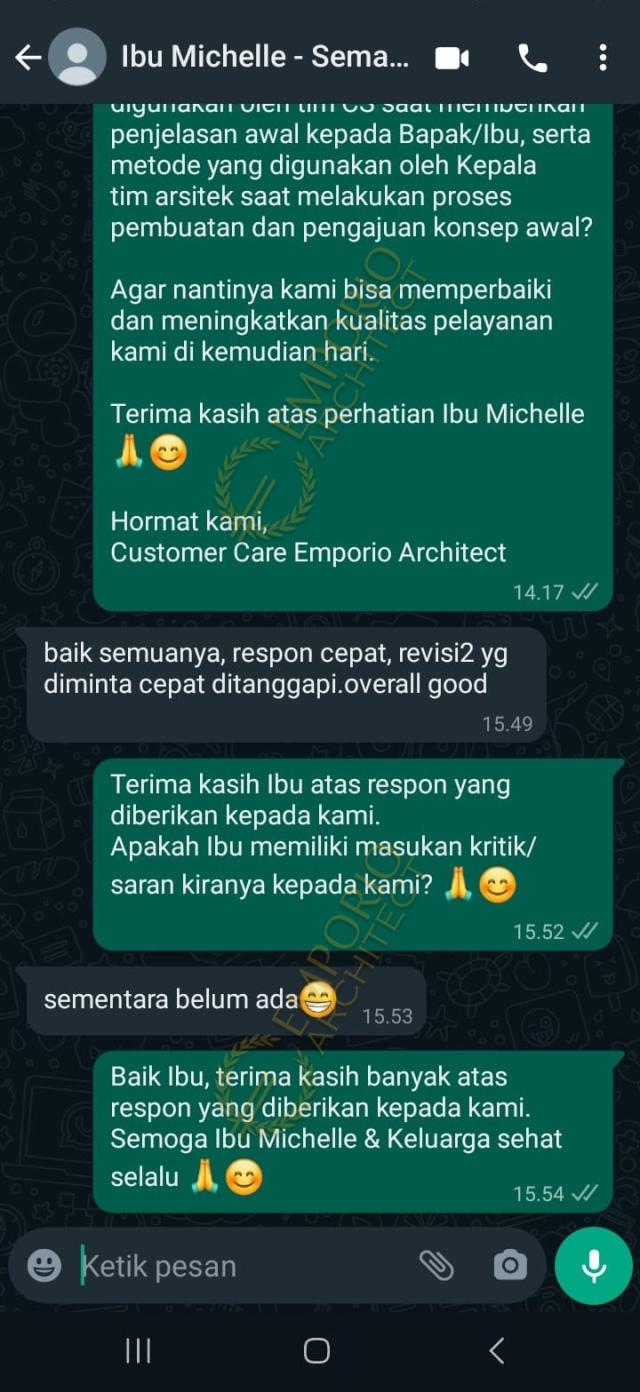 Testimonial Desain Rumah Modern 1 Lantai Ibu MHL 1646