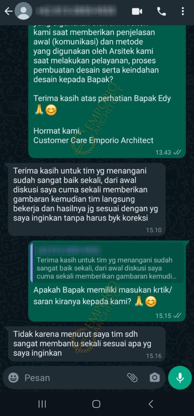 Testimonial Desain Rumah Modern 1 Lantai Bapak E di  Kalimantan Tengah