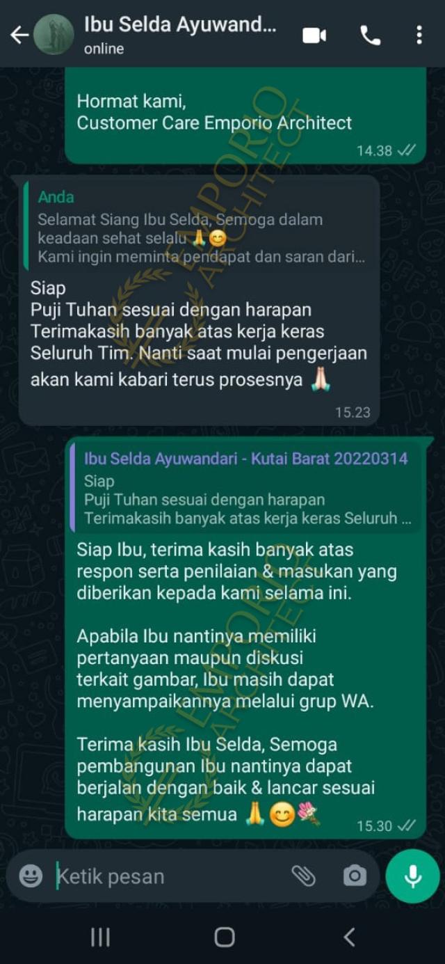 Testimonial Desain Rumah Modern 2 Lantai Ibu SLD 1370