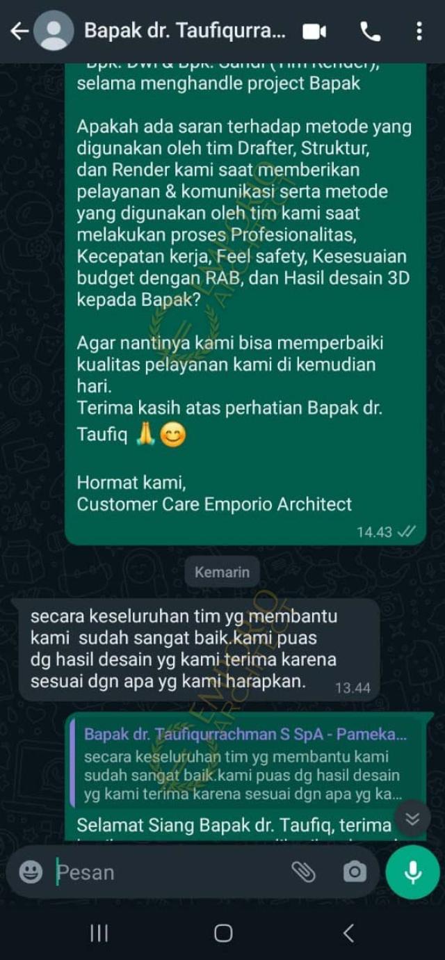 Testimonial Desain Rumah Modern 2 Lantai Bapak TFQ 1660